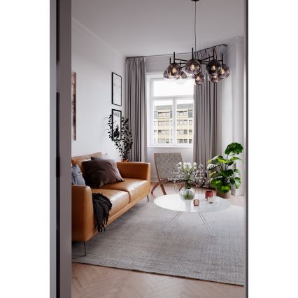 ByRydens - Κρεμαστό φωτιστικό οροφής BOYLE 8xE27/5W/230V φιμέ/μαύρο διάμετρος 83 cm