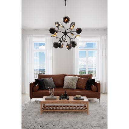 ByRydens - Κρεμαστό φωτιστικό οροφής TURNO 18xG9/4W/230V χρυσό/μαύρο διάμετρος 80 cm