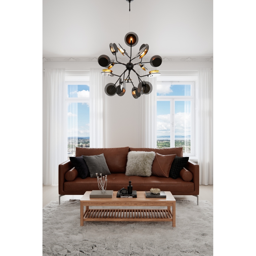 ByRydens - Κρεμαστό φωτιστικό οροφής TURNO 18xG9/4W/230V χρυσό/μαύρο διάμετρος 80 cm