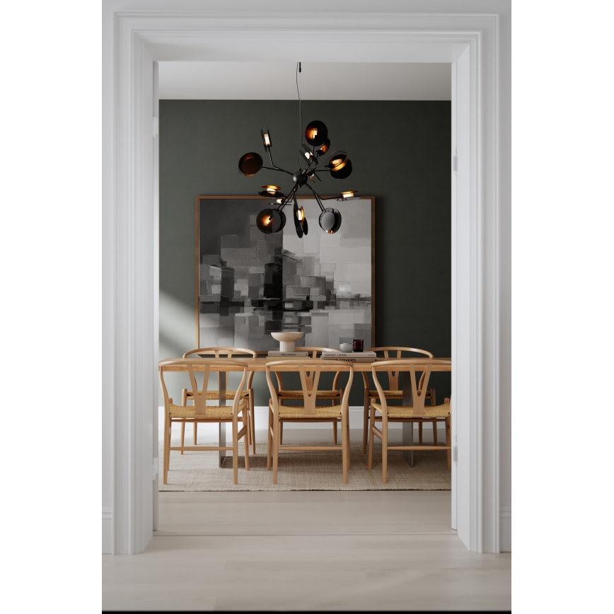 ByRydens - Κρεμαστό φωτιστικό οροφής TURNO 18xG9/4W/230V χρυσό/μαύρο διάμετρος 80 cm