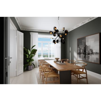 ByRydens - Κρεμαστό φωτιστικό οροφής TURNO 18xG9/4W/230V χρυσό/μαύρο διάμετρος 80 cm