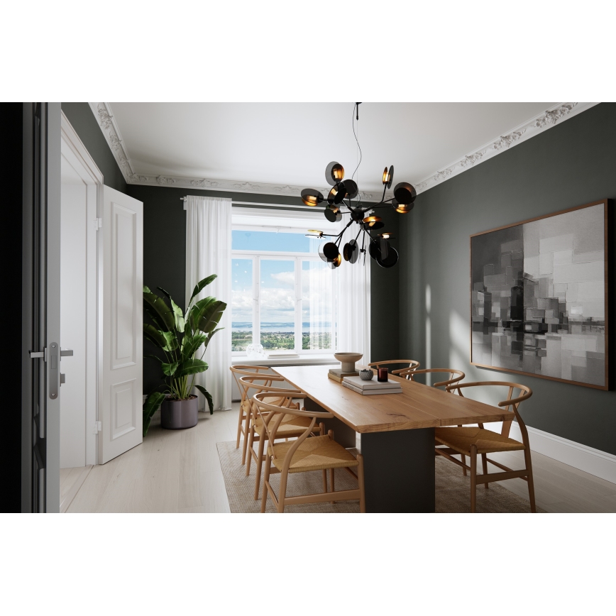 ByRydens - Κρεμαστό φωτιστικό οροφής TURNO 18xG9/4W/230V χρυσό/μαύρο διάμετρος 80 cm