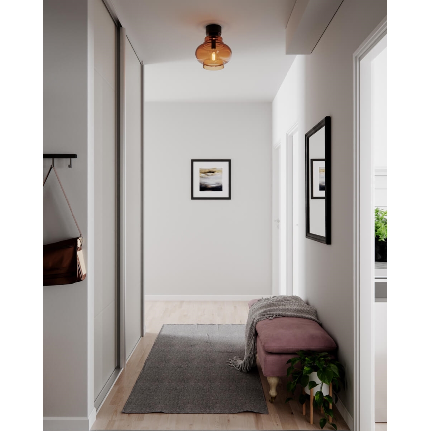 ByRydens - Φωτιστικό οροφής DOLORES 1xE27/5W/230V διάμ. 30 εκ. καφέ/καπνιστό