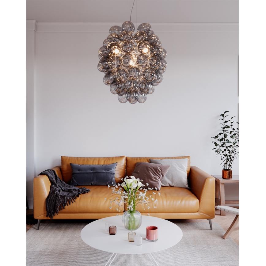 ByRydens - Κρεμαστό φωτιστικό με καλώδιο DELUXE 4xE14/5W/230V γκρι/καπνιστό