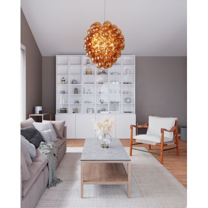 ByRydens - Κρεμαστό φωτιστικό οροφής DELUXE 4xE14/5W/230V φιμέ/καφέ διάμετρος 64 cm