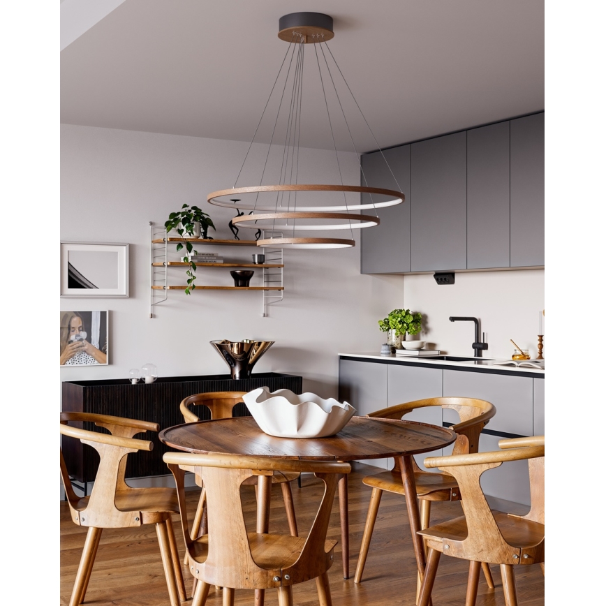 ByRydens - Κρεμαστό φωτιστικό LED σε καλώδιο TRIONE LED/45W/230V καφέ Ø 80 εκ.