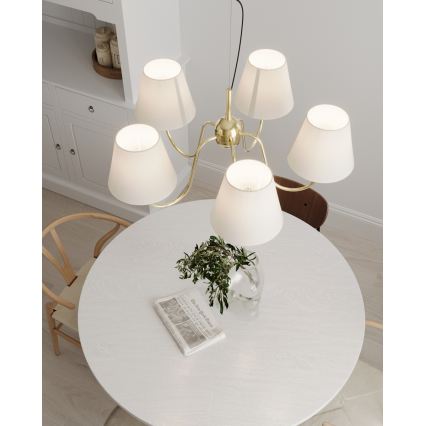 ByRydens - Κρεμαστό φωτιστικό με καλώδιο LYNF 5xE14/8W/230V ορείχαλκος/λευκό