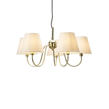 ByRydens - Κρεμαστό φωτιστικό με καλώδιο LYNF 5xE14/8W/230V ορείχαλκος/λευκό