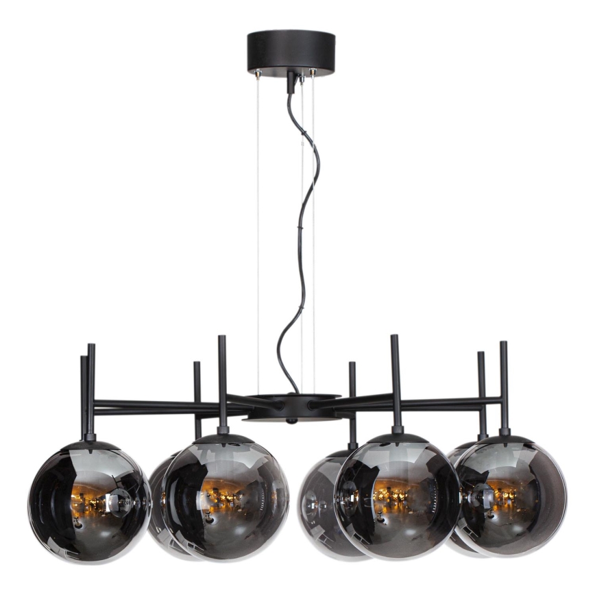 ByRydens - Κρεμαστό φωτιστικό οροφής BOYLE 8xE27/5W/230V φιμέ/μαύρο διάμετρος 83 cm