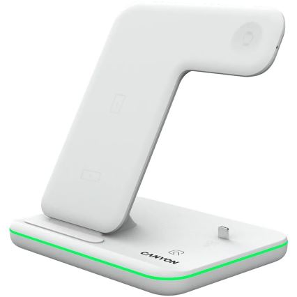 Canyon - Ασύρματος φορτιστής 3σε1 λευκό