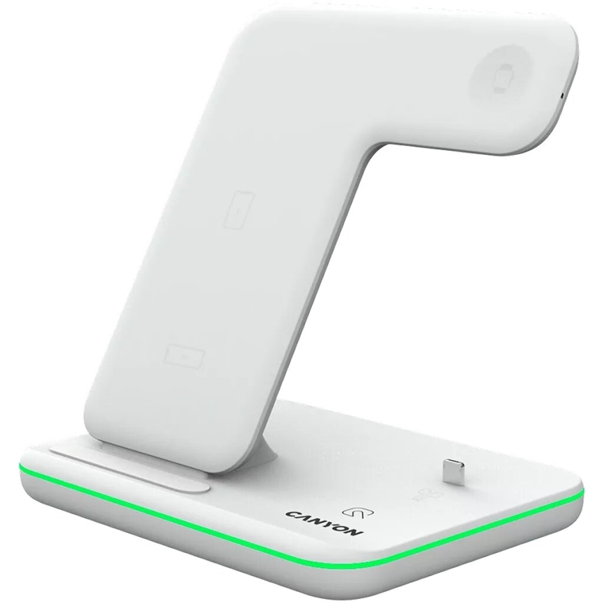 Canyon - Ασύρματος φορτιστής 3σε1 λευκό