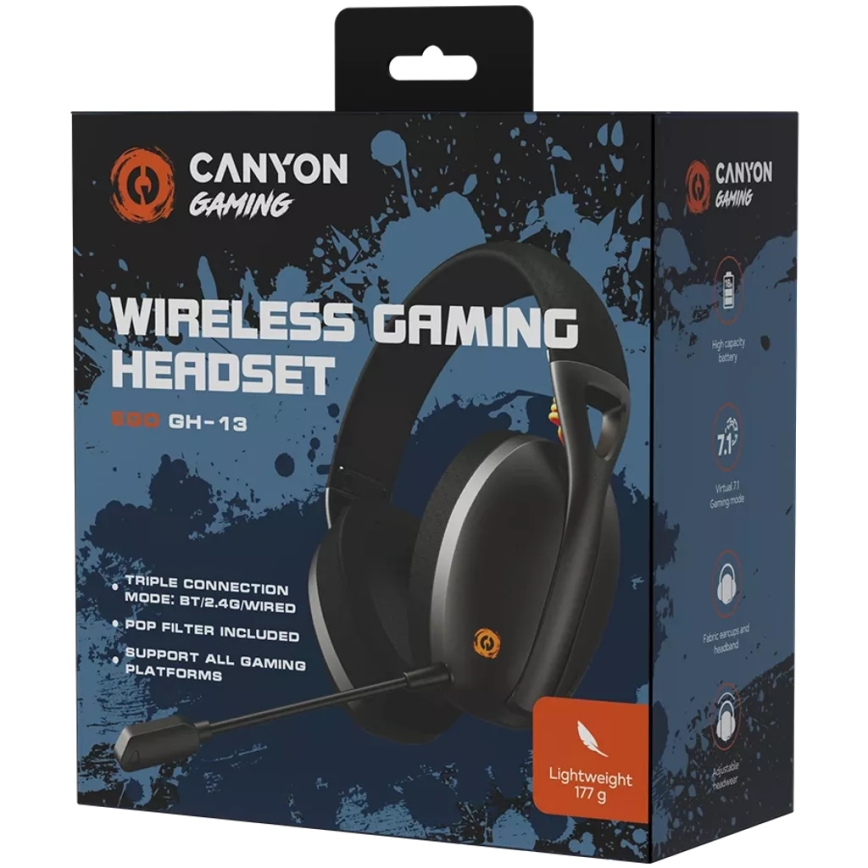 Canyon - Ασύρματα ακουστικά με μικρόφωνο 400 mAh μαύρο