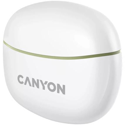 Canyon - Ασύρματα στερεοφωνικά ακουστικά True Wireless 500 mAh + 2x 40 mAh λευκό/πράσινο