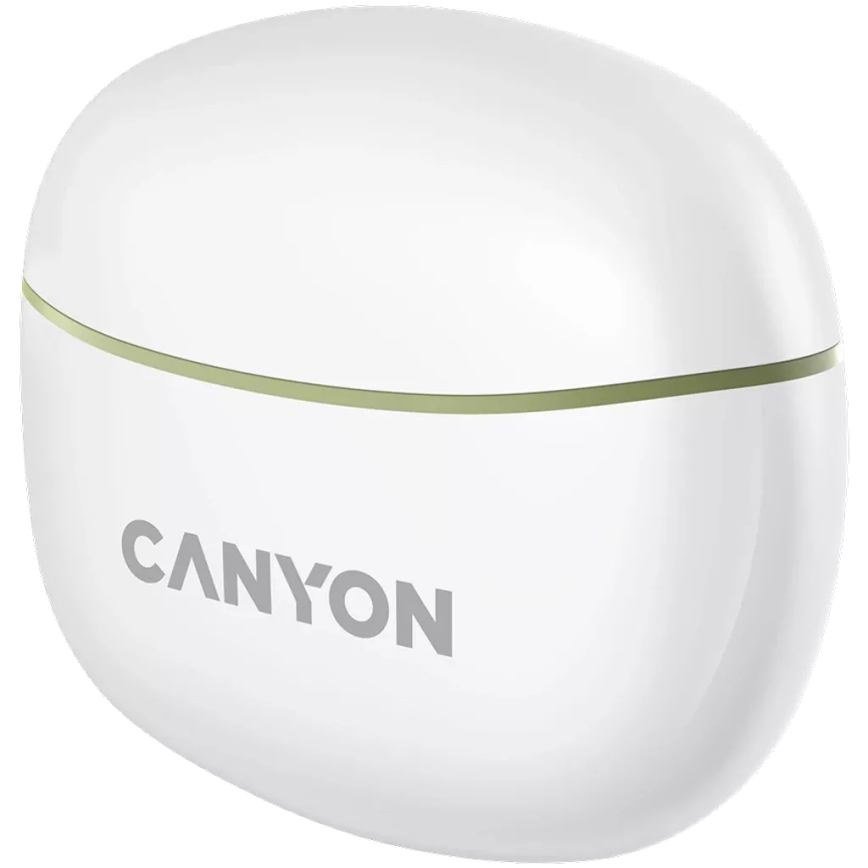 Canyon - Ασύρματα στερεοφωνικά ακουστικά True Wireless 500 mAh + 2x 40 mAh λευκό/πράσινο
