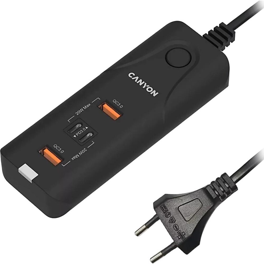 Canyon - Φορτιστής 2xUSB A + 2xUSB C Power Delivery 20W