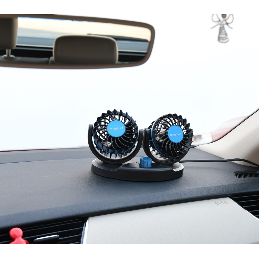 Car dashboard fan with USB 3W/5V μαύρο