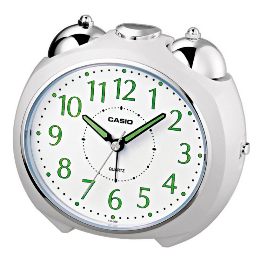 Casio - Ρολόι ξυπνητήρι 1xLR14 λευκό/γυαλιστερό χρώμιο