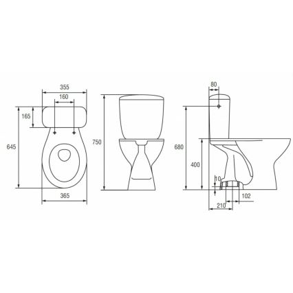 Cersanit K08-029 - Επιδαπέδιο WC με κάθισμα PRESIDENT κεραμικό/λευκό
