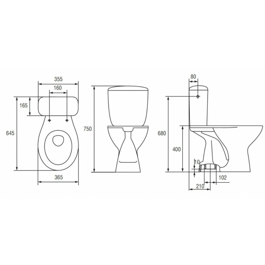Cersanit K08-029 - Επιδαπέδιο WC με κάθισμα PRESIDENT κεραμικό/λευκό