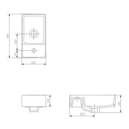 Cersanit K114-004 - Νιπτήρας μπάνιου CREA 22x40 cm κεραμικός/γυαλιστερό λευκό