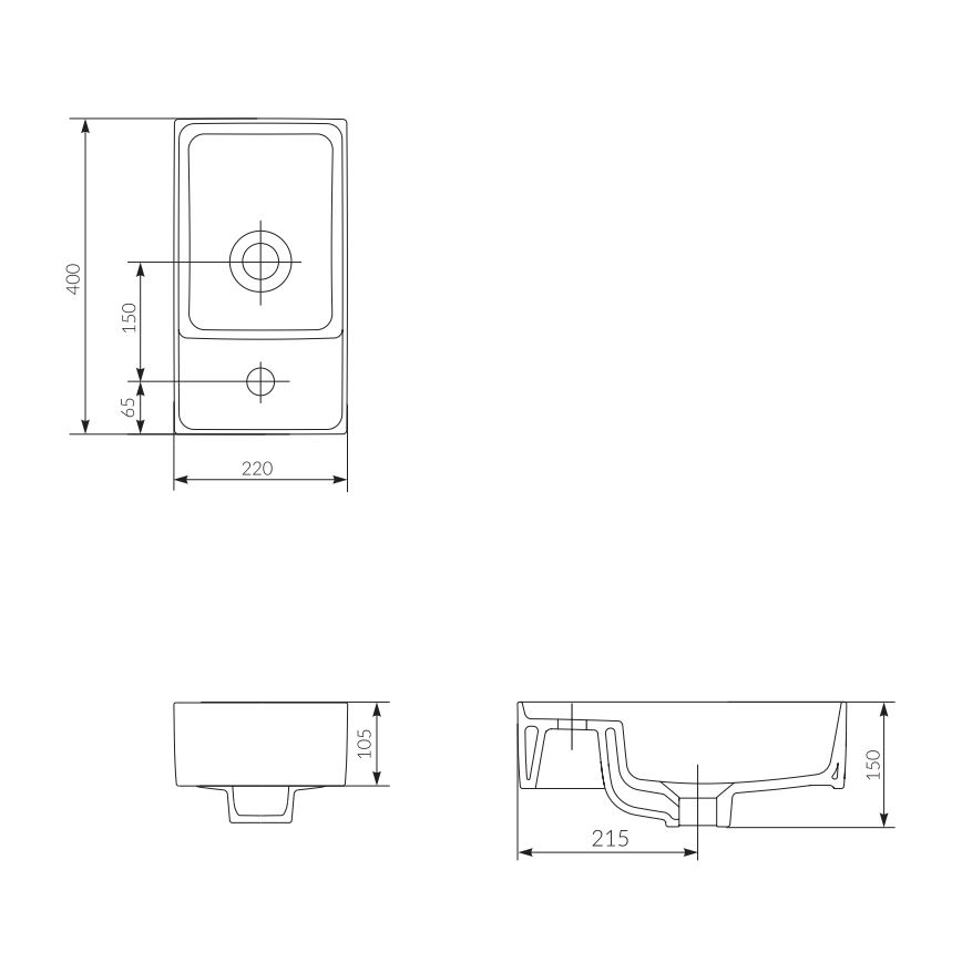 Cersanit K114-004 - Νιπτήρας μπάνιου CREA 22x40 cm κεραμικός/γυαλιστερό λευκό