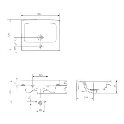 Cersanit K114-005 - Εντοιχιζόμενο νιπτήρας CREA 40x50,5 εκ. κεραμικό/γυαλιστερό λευκό