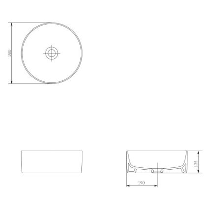 Cersanit K114-020 - Εντοιχιζόμενο νιπτήρας CREA διάμετρος 38 εκ. κεραμικό/γυαλιστερό λευκό