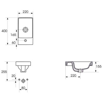 Cersanit K116-016 - Εντοιχιζόμενος νιπτήρας MODUO 22x40 εκ. κεραμικός σε γυαλιστερό λευκό