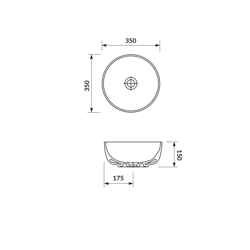 Cersanit K116-047-ECO - Νιπτήρας για τοποθέτηση επάνω στον πάγκο MODUO Ø 35 cm κεραμικό/γυαλιστερό λευκό