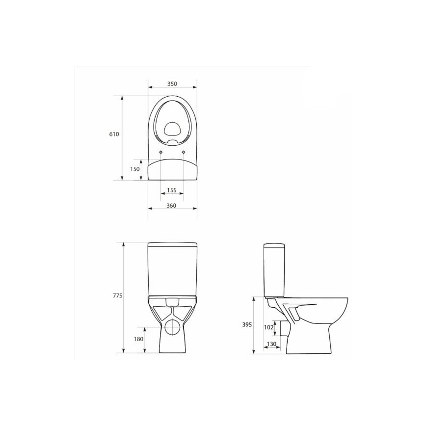 Cersanit K27-062 - Επιδαπέδια λεκάνη PARVA κεραμική/λευκή