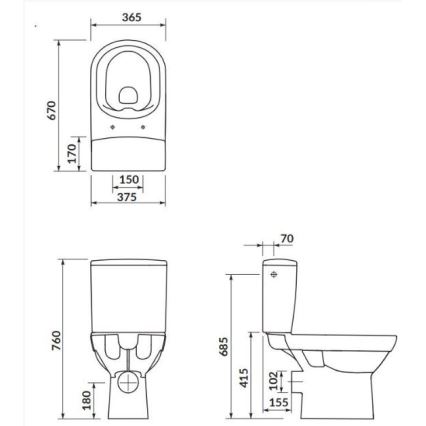 Cersanit K35-037 - Επιδαπέδιο WC με κάθισμα CITY κεραμικό/λευκό
