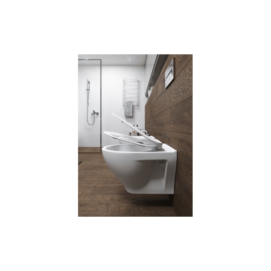 Cersanit K701-147 - Κρεμαστή λεκάνη WC με κάθισμα SAVIO, κεραμική/λευκή