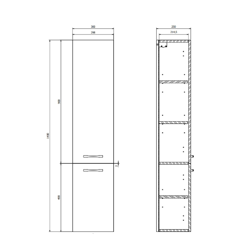 Cersanit S1003-001 - Κρεμαστό ντουλάπι μπάνιου NIKO 140x30 cm καρυδιά