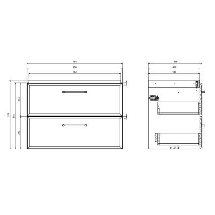 Cersanit S1017-003 - Κρεμαστό ντουλάπι μπάνιου κάτω από τον νιπτήρα MILLE 80x45 εκ. μαύρο