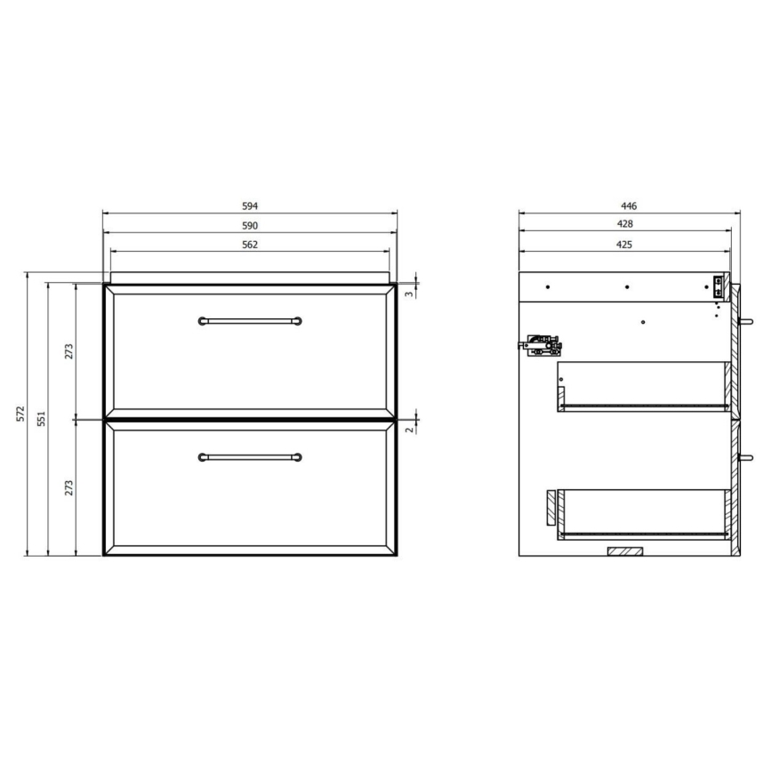 Cersanit S1021-003 - Επιτοίχιο έπιπλο μπάνιου κάτω από τον νιπτήρα MILLE 60x45 cm, σε απόχρωση μέντας