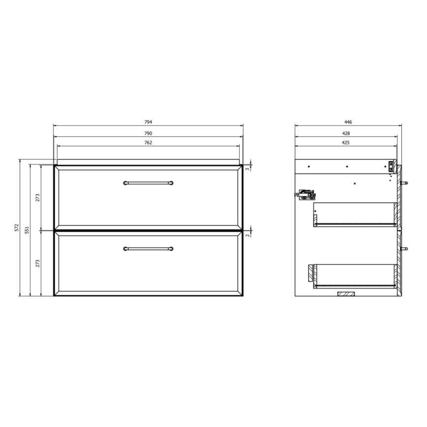 Cersanit S1021-004 - Κρεμαστό ντουλάπι μπάνιου κάτω από νιπτήρα MILLE 80x45 cm λευκό
