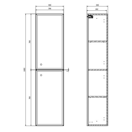 Cersanit S1021-010 - Επιτοίχιο ντουλάπι μπάνιου MILLE 40x160x30 cm λευκό ματ