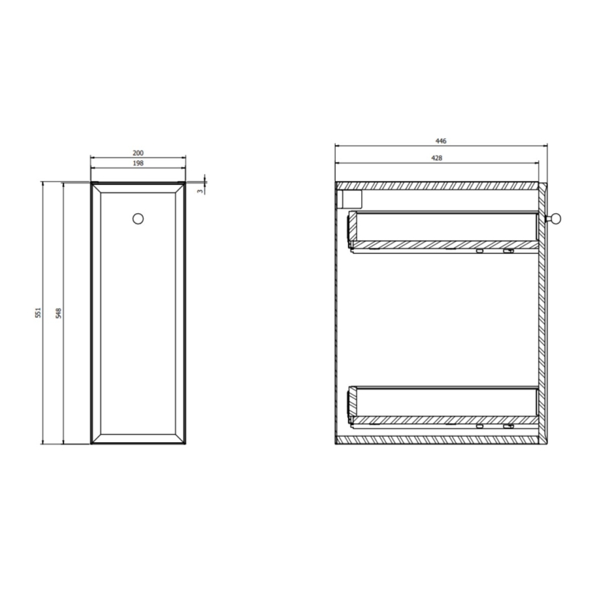 Cersanit S1022-008 - Κρεμαστό ντουλάπι μπάνιου MILLE 20x45 cm σε απόχρωση μέντας