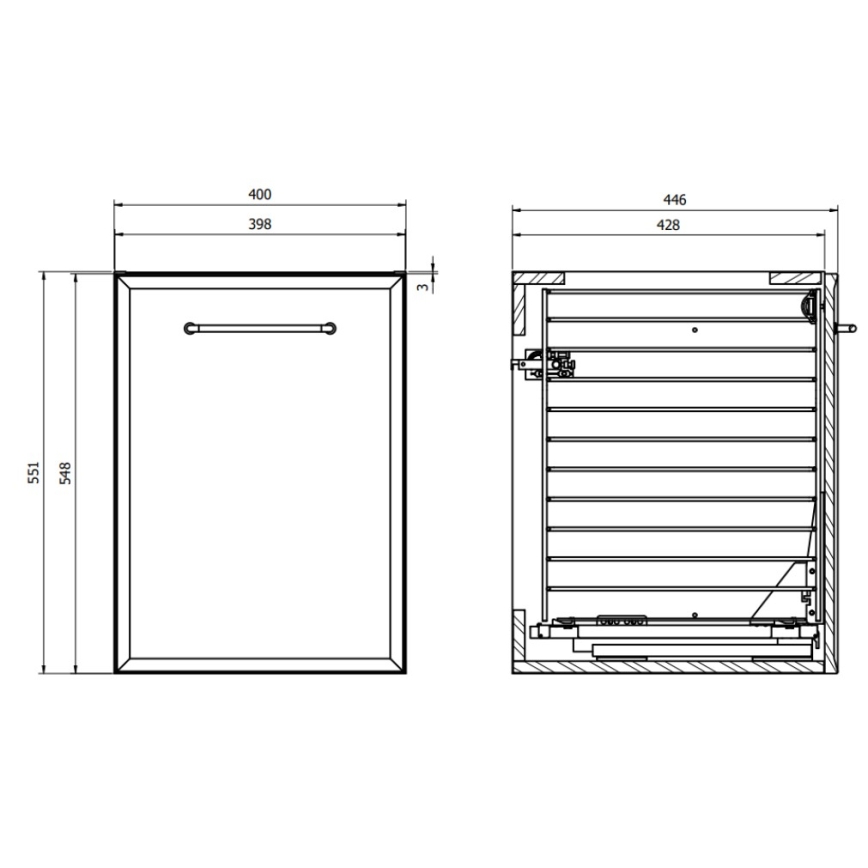 Cersanit S1022-010 - Επιτοίχιο ντουλάπι μπάνιου MILLE 40x45 cm με καλάθι για άπλυτα, σε απόχρωση μέντας