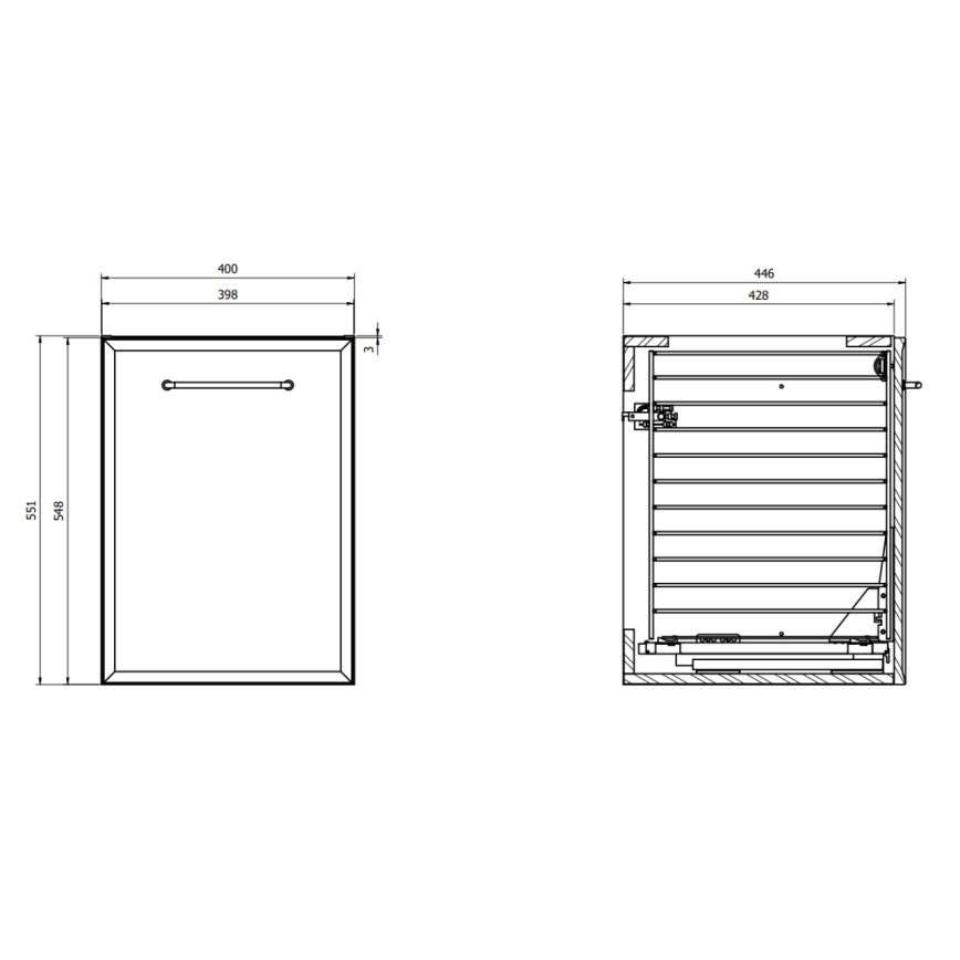 Cersanit S1022-012 - Επιτοίχιο ντουλάπι μπάνιου με καλάθι για άπλυτα MILLE 40x45 cm μαύρο
