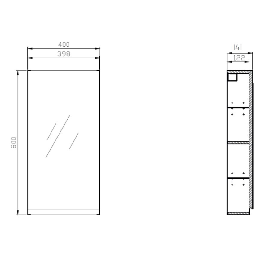 Cersanit S590-030 - Καθρέφτης μπάνιου MEDDIE 80x40 εκ.