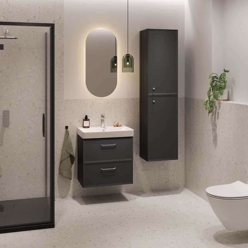 Cersanit S590-100 - Κρεμαστό έπιπλο μπάνιου κάτω από νιπτήρα MILLE SLIM 60x38 cm μαύρο