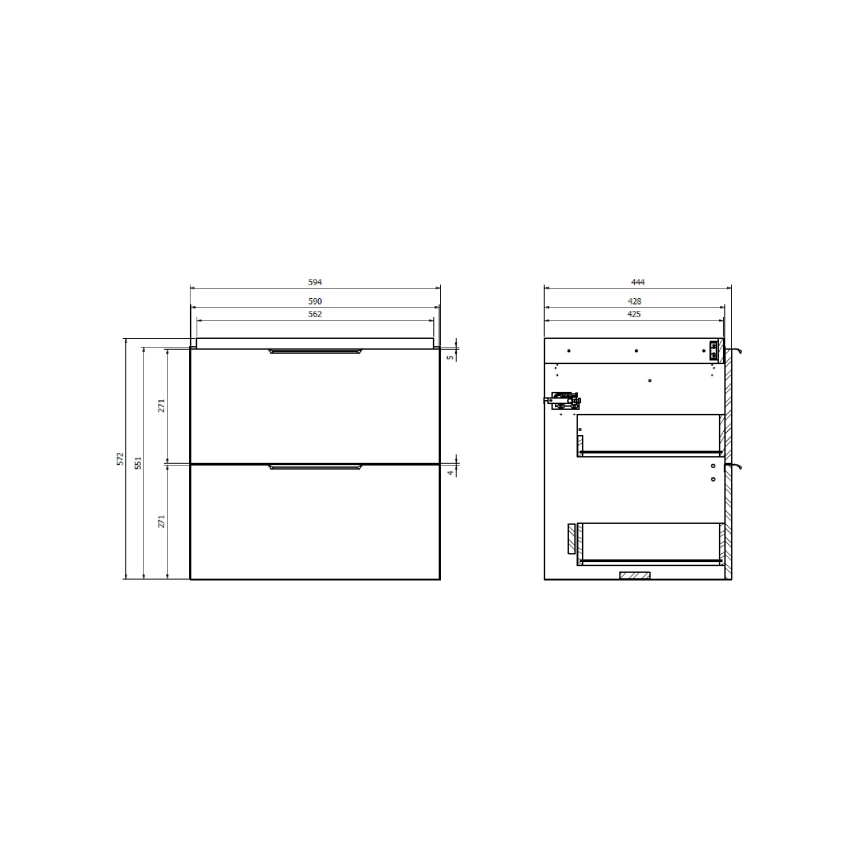 Cersanit S598-046-DSM - Κρεμαστό ντουλάπι μπάνιου για κάτω από τον νιπτήρα MALIKA 60x45 cm λευκό