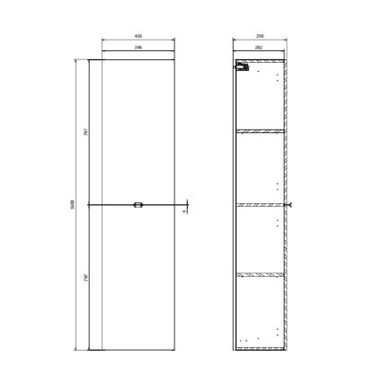 Cersanit S598-050-DSM - Κρεμαστό ντουλάπι μπάνιου MALIKA 160x40 cm σε λευκό γυαλιστερό φινίρισμα