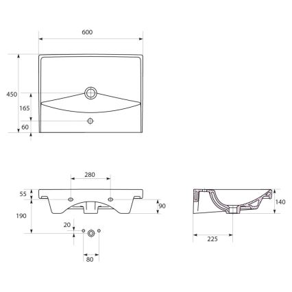 Cersanit S801-142-DSM - Επιτοίχιο έπιπλο μπάνιου με νιπτήρα LARA CITY 60x45 cm, λευκό