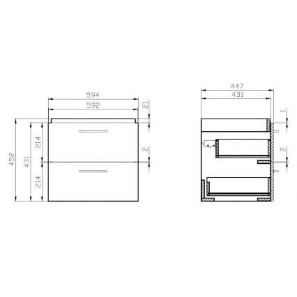 Cersanit S801-142-DSM - Κρεμαστή ντουλάπα μπάνιου με νιπτήρα ELODY PLUS 46x60 εκ. λευκή