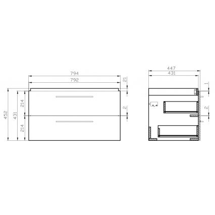 Cersanit S801-149-DSM - Κρεμαστό ντουλάπι μπάνιου με νιπτήρα LARA 80x46x45 cm λευκό