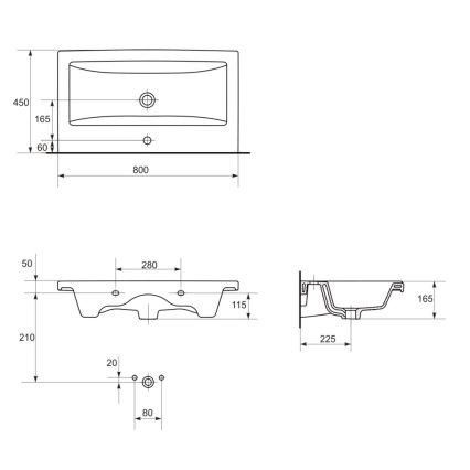 Cersanit S801-149-DSM - Κρεμαστή ντουλάπα μπάνιου με νιπτήρα ELODY 46x80 εκ. λευκή