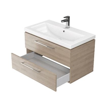 Cersanit S801-154-DSM - Επιτοίχιο έπιπλο μπάνιου με νιπτήρα LARA 80x46x45 cm σε απόχρωση καρυδιάς
