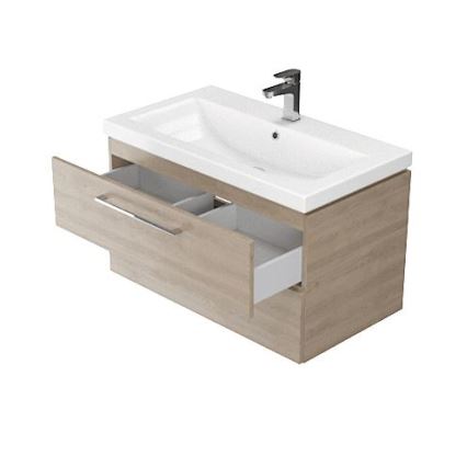 Cersanit S801-154-DSM - Κρεμαστή ντουλάπα μπάνιου με νιπτήρα ELODY 46x80 εκ. καρυδιά